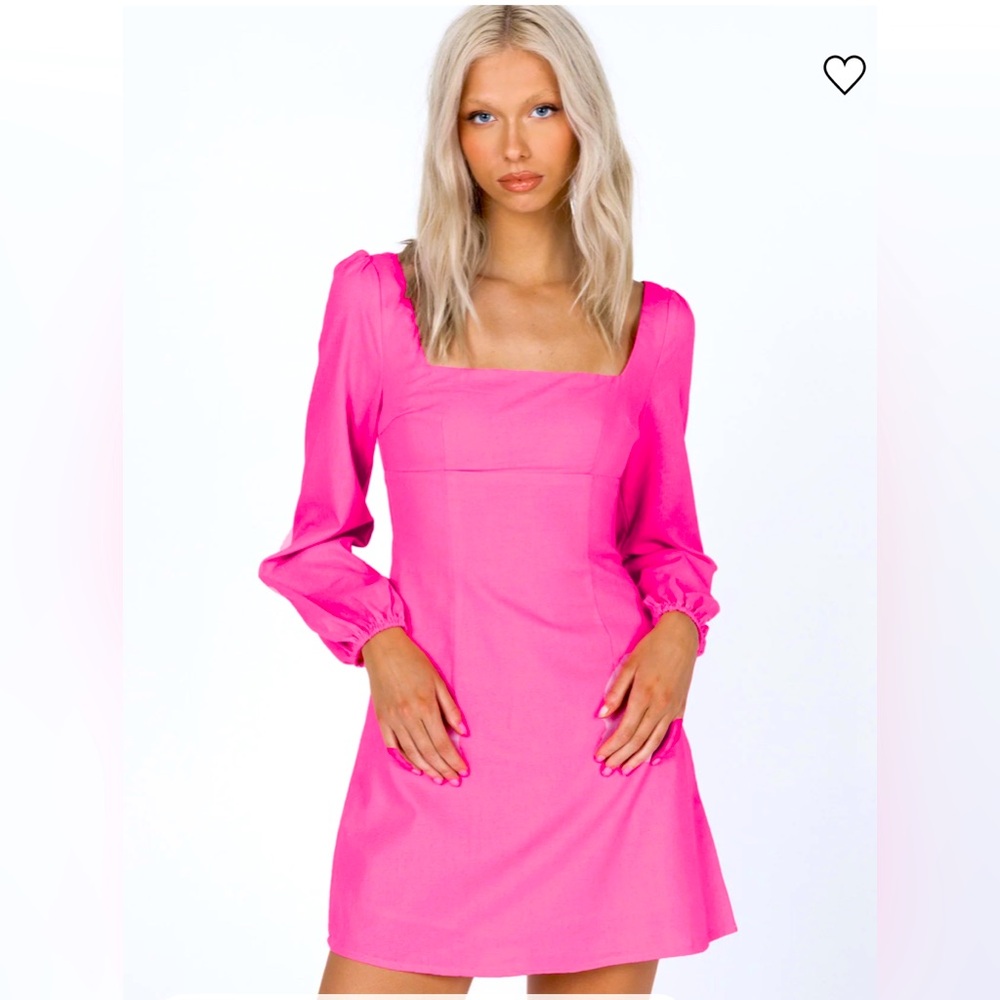 Princess Polly Hastings Long Sleeve Mini Fit & Flare Lined Dress Pink Size 10